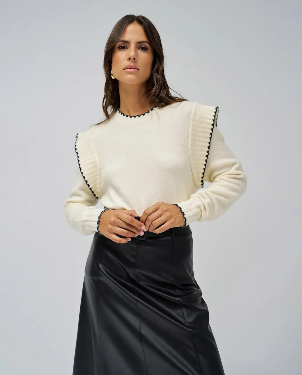 Женский джемпер с оборками и контрастной отделкой Salsa Jeans, бежевый
Женский джемпер с оборками и контрастной отделкой Salsa Jeans, бежевый