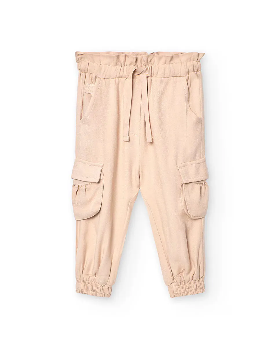 Брюки-карго для девочки с эластичной талией и кулиской Boboli, бежевый
Брюки-карго для девочки с эластичной талией и кулиской Boboli, бежевый