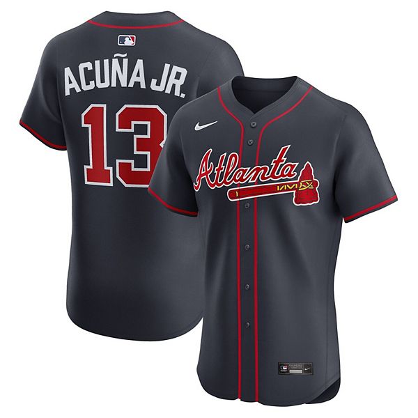 Мужская футболка Ronald Acuña Jr Atlanta Braves Alternate Elite в цвете navy Nike
Мужская футболка Ronald Acuña Jr Atlanta Braves Alternate Elite в цвете navy Nike