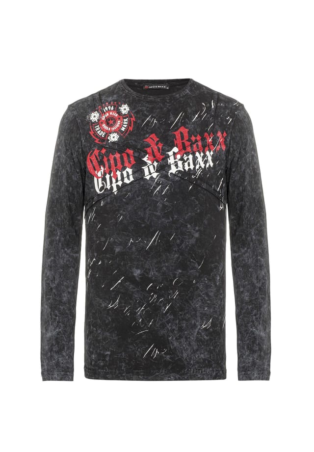 Рубашка с длинными рукавами и крупным фирменным принтом спереди. Cipo & Baxx, черный
Рубашка с длинными рукавами и крупным фирменным принтом спереди. Cipo & Baxx, черный