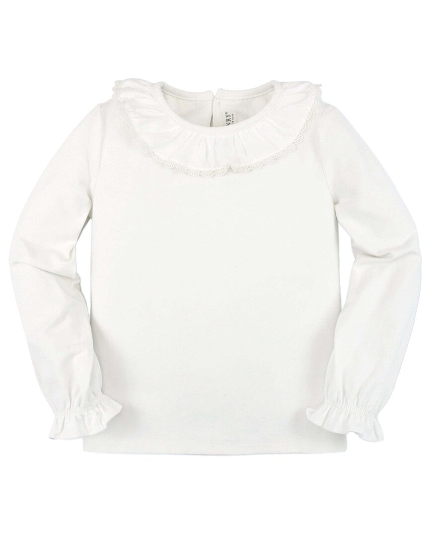 Hope & Henry Топ с вязаным воротником-рюшем, белый
Hope & Henry Топ с вязаным воротником-рюшем, белый
