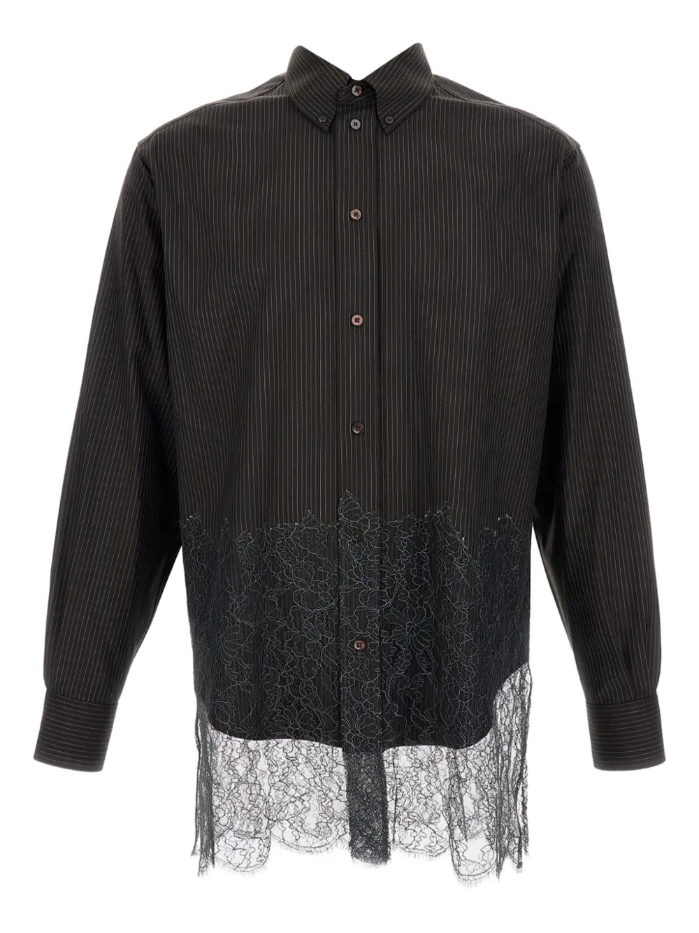 Рубашка в тонкую полоску с кружевной отделкой Fendi, черный
Рубашка в тонкую полоску с кружевной отделкой Fendi, черный