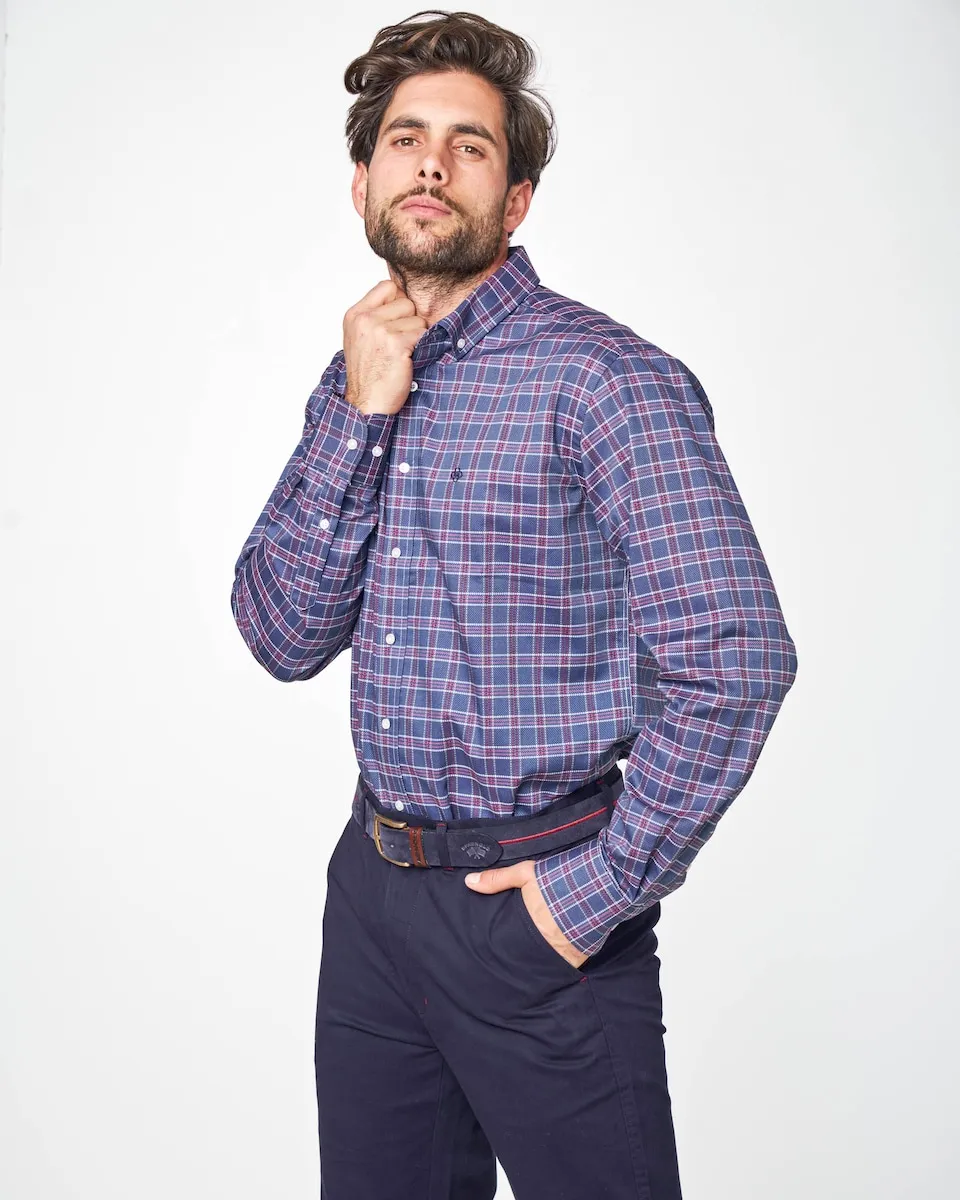 Мужская рубашка из поплина классического кроя в клетку Spagnolo, многоцветный 
Мужская рубашка из поплина классического кроя в клетку Spagnolo, многоцветный