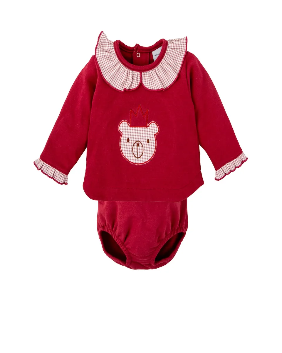 Комплект для девочки толстовка с воротником для младенца и соответствующие трусики BABIDÚ, бордовый
Комплект для девочки толстовка с воротником для младенца и соответствующие трусики BABIDÚ, бордовый