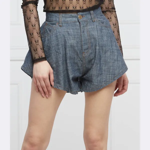 Шорты прямого кроя из березы с добавлением белья Pinko, синий 
Шорты прямого кроя из березы с добавлением белья Pinko, синий