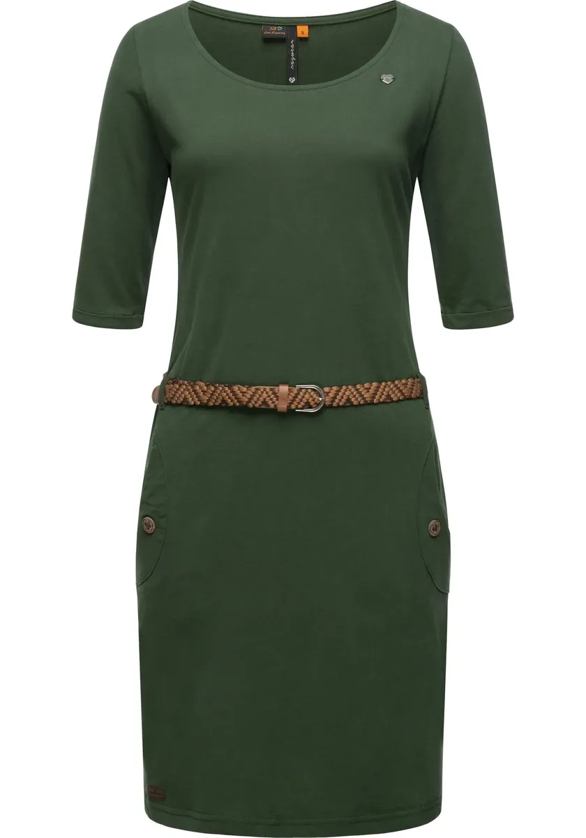 Платье-рубашка в стиле рэгвир "Таня Солид" (2 шт.), стильное женское платье с поясом Ragwear, зеленый 
Платье-рубашка в стиле рэгвир "Таня Солид" (2 шт.), стильное женское платье с поясом Ragwear, зеленый