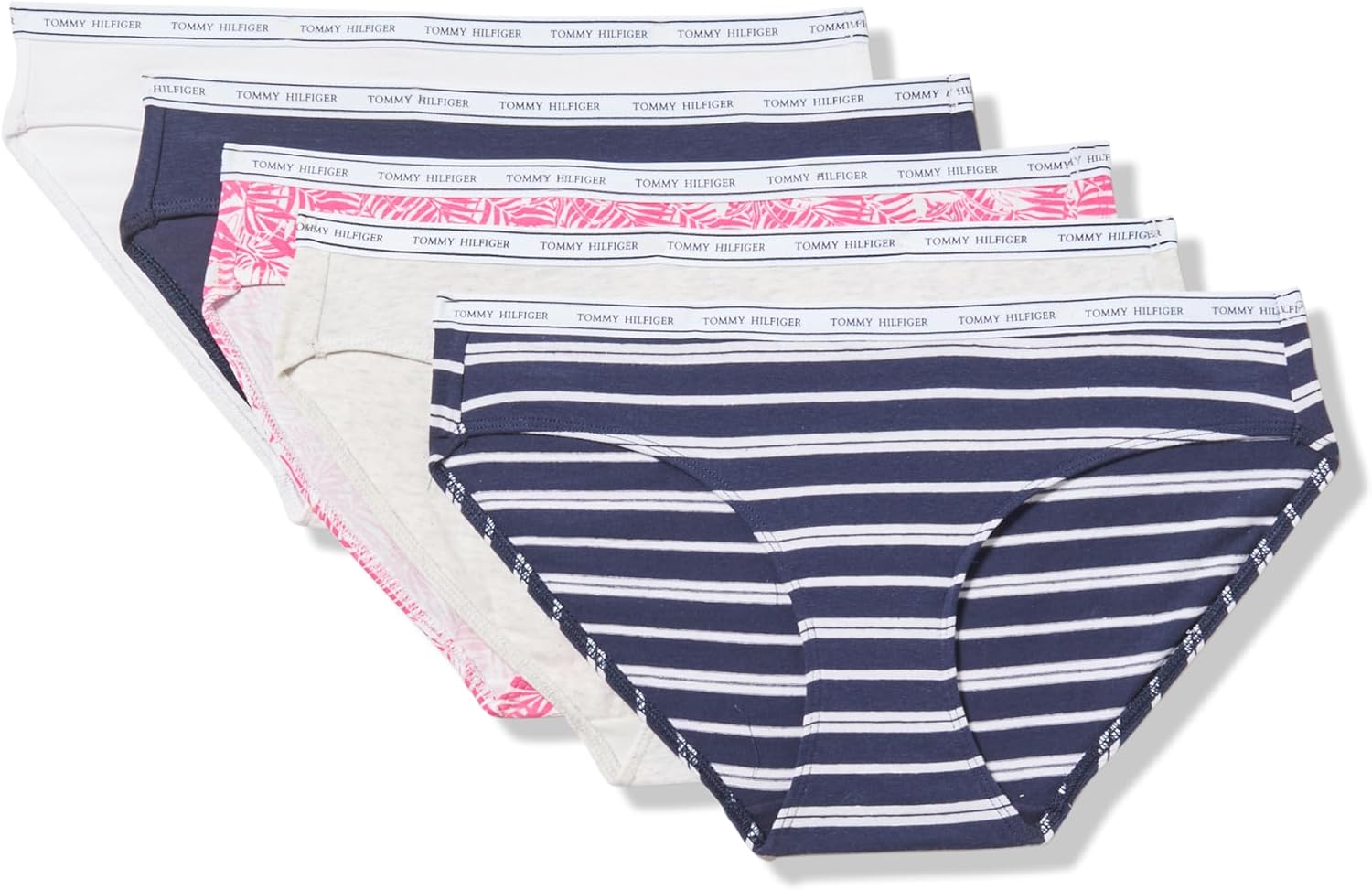 Женские классические хлопковые бикини с логотипом Tommy Hilfiger, упаковка 5 шт., Mini Palm Leaves/Bright White/Heather Grey/Sky Capintain/Sky Captain Stripe
Женские классические хлопковые бикини с логотипом Tommy Hilfiger, упаковка 5 шт., Mini Palm Leaves/Bright White/Heather Grey/Sky Capintain/Sky Captain Stripe