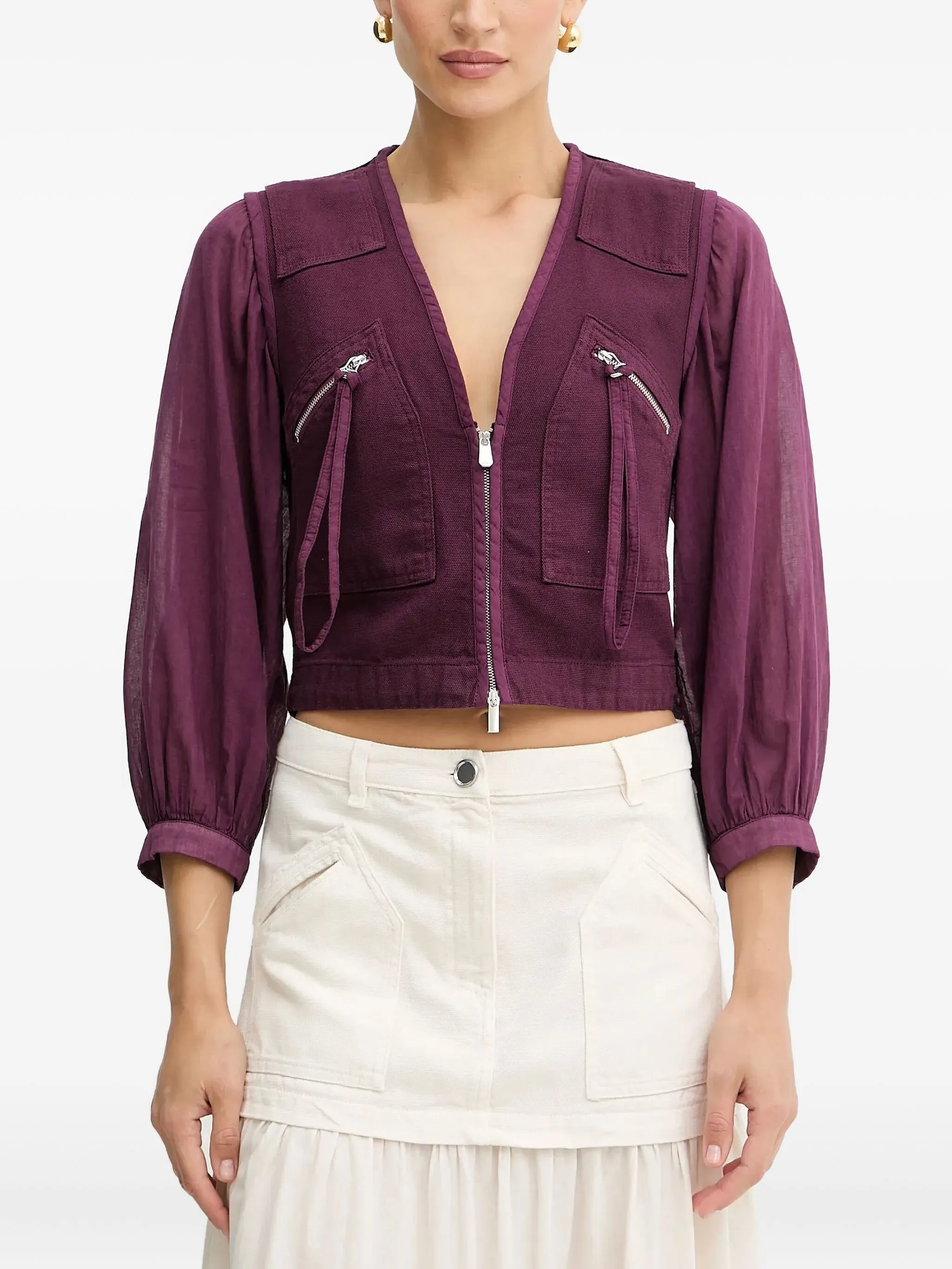 Топ с объемными рукавами и V-образным вырезом Pinko, фиолетовый
Топ с объемными рукавами и V-образным вырезом Pinko, фиолетовый