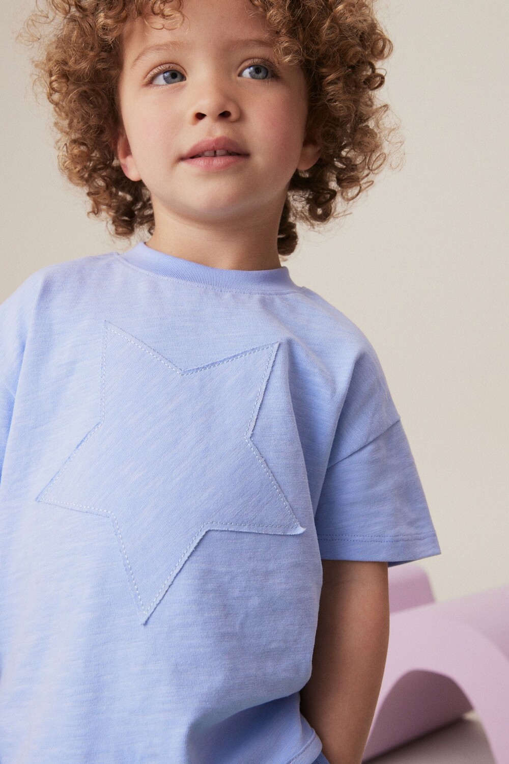 Футболка с коротким рукавом и аппликацией из 100% хлопка (3 мес 7 лет) Next, синий