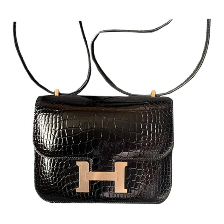 HERMES Constance Polished Crocodile Leather Shoulder Bag, Crossbody Bag Mini Women's Black
HERMES Constance Polished Crocodile Leather Shoulder Bag, Crossbody Bag Mini Women's Black