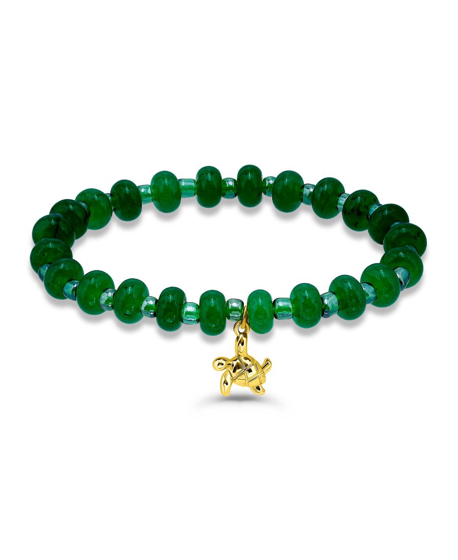 Браслет из голубых бусин императорской яшмы в форме ронделей и подвески в виде черепахи, покрытый золотом, эластичный Macy's, Gold, Green Agate
Браслет из голубых бусин императорской яшмы в форме ронделей и подвески в виде черепахи, покрытый золотом, эластичный Macy's, Gold, Green Agate