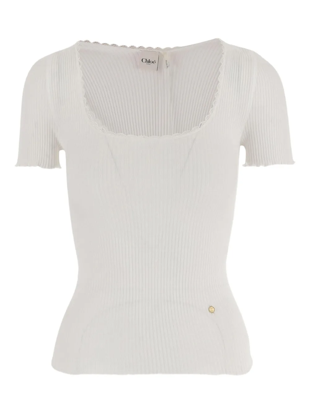 Футболка с вырезом "лодочка" и кружевной отделкой CHLOÉ, белый
Футболка с вырезом "лодочка" и кружевной отделкой CHLOÉ, белый