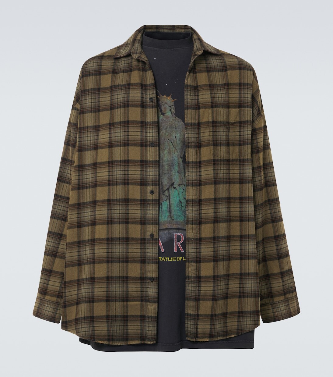 Многослойная хлопковая рубашка Paris Liberty Balenciaga, цвет light khaki 
Многослойная хлопковая рубашка Paris Liberty Balenciaga, цвет light khaki