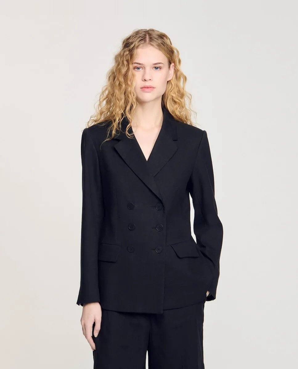 Женский двубортный пиджак Sandro, черный
Женский двубортный пиджак Sandro, черный