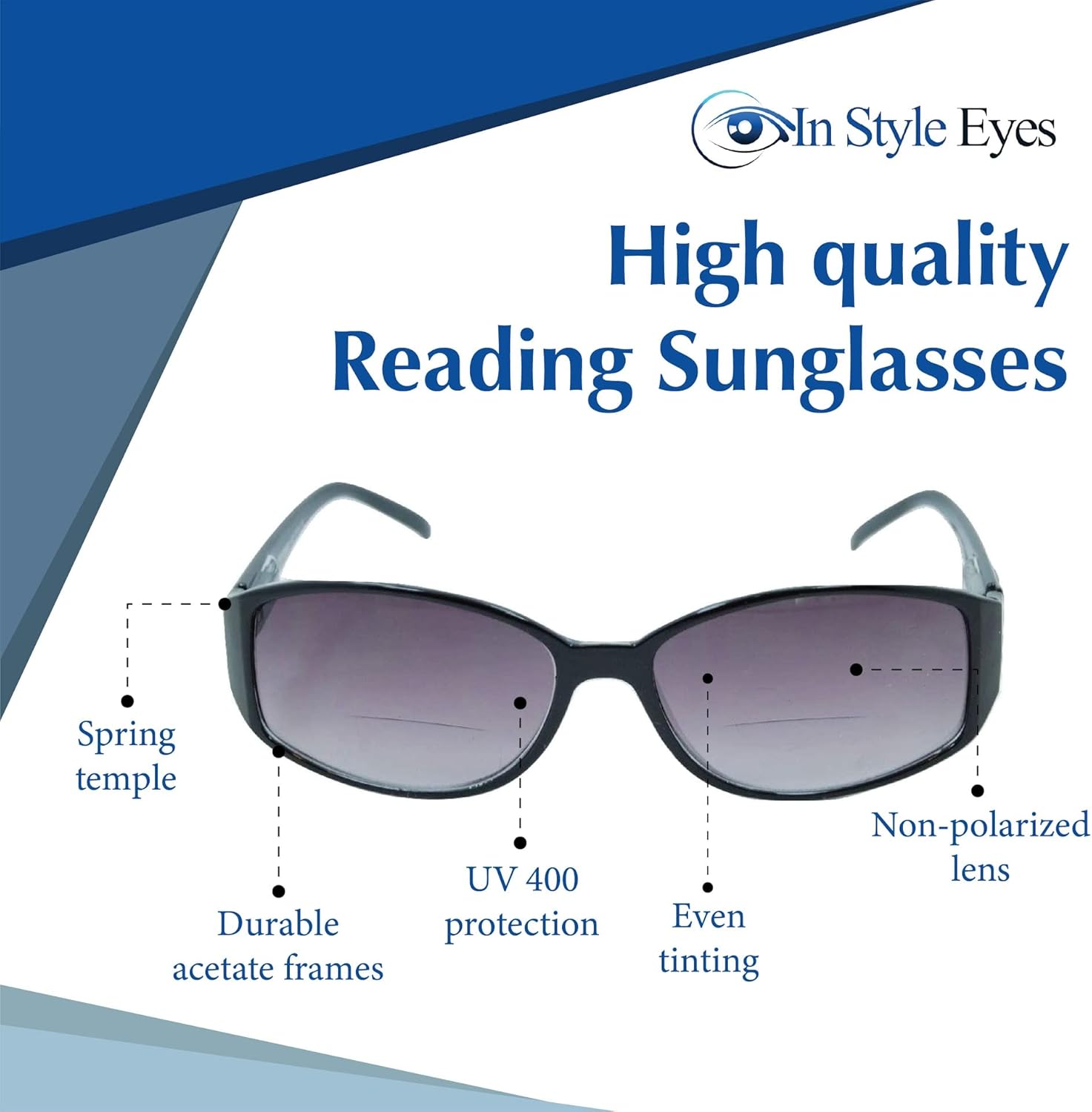 Стильные солнцезащитные очки для чтения In Style Eyes с тонированными линзами и бифокальными линзами — полноободковая оправа, очки для чтения, неполяризованные линзы — черные — 3,5x, Black
Стильные солнцезащитные очки для чтения In Style Eyes с тонированными линзами и бифокальными линзами — полноободковая оправа, очки для чтения, неполяризованные линзы — черные — 3,5x, Black