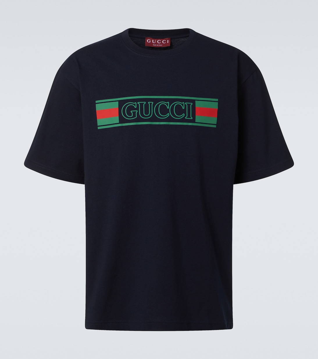 Футболка из хлопкового джерси с логотипом Gucci, Navy/Mc 
Футболка из хлопкового джерси с логотипом Gucci, Navy/Mc