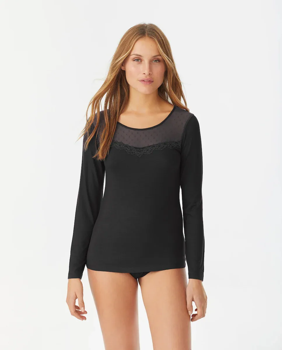 Женская футболка из модала с длинным рукавом Promise, черный 
Женская футболка из модала с длинным рукавом Promise, черный