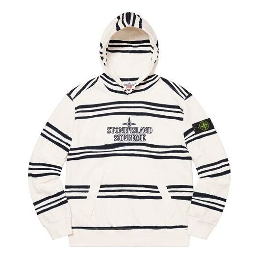 Толстовка x stone island warp stripe hooded sweatshirt 'white black' Supreme, белый 
Толстовка x stone island warp stripe hooded sweatshirt 'white black' Supreme, белый