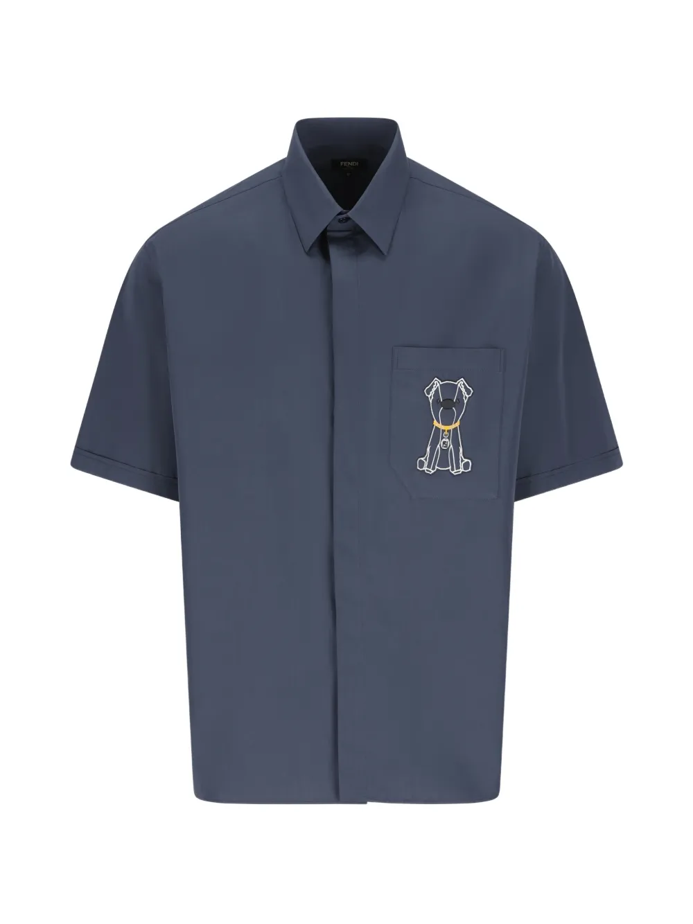 Рубашка с вышивкой в виде собаки и накладным карманом Fendi, синий
Рубашка с вышивкой в виде собаки и накладным карманом Fendi, синий