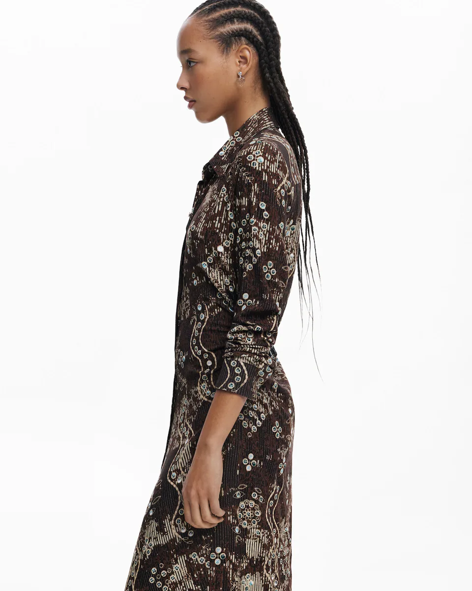 Рубашечное платье с принтом змеи Desigual, коричневый
Рубашечное платье с принтом змеи Desigual, коричневый