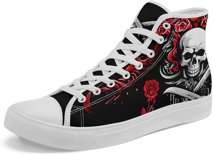 Крутые индивидуальные кроссовки Skull High Tops из холщовой ткани для мужчин и женщин, классические с шнуровкой, готический стиль, повседневные холщовые кроссовки Coolcustomize, Color2
Крутые индивидуальные кроссовки Skull High Tops из холщовой ткани для мужчин и женщин, классические с шнуровкой, готический стиль, повседневные холщовые кроссовки Coolcustomize, Color2