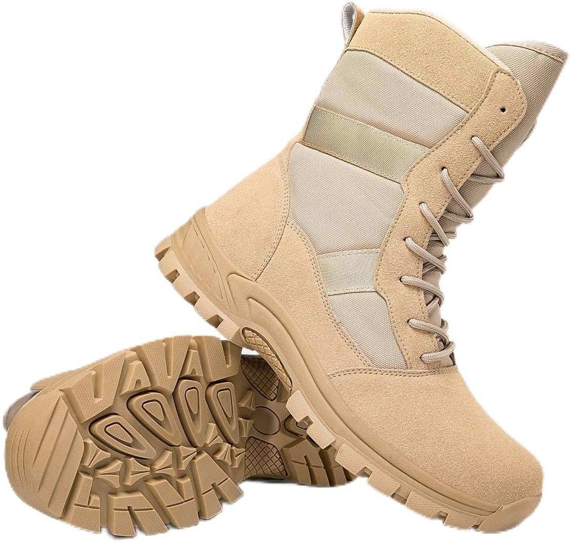 Тактические военные ботинки LEIJOP для мужчин, высокие боевые ботинки с верхом из искусственной кожи и противоскользящей подошвой из TPR, легкие походные ботинки весом 1,0 кг для кемпинга, охоты и работы, 133sandy
Тактические военные ботинки LEIJOP для мужчин, высокие боевые ботинки с верхом из искусственной кожи и противоскользящей подошвой из TPR, легкие походные ботинки весом 1,0 кг для кемпинга, охоты и работы, 133sandy