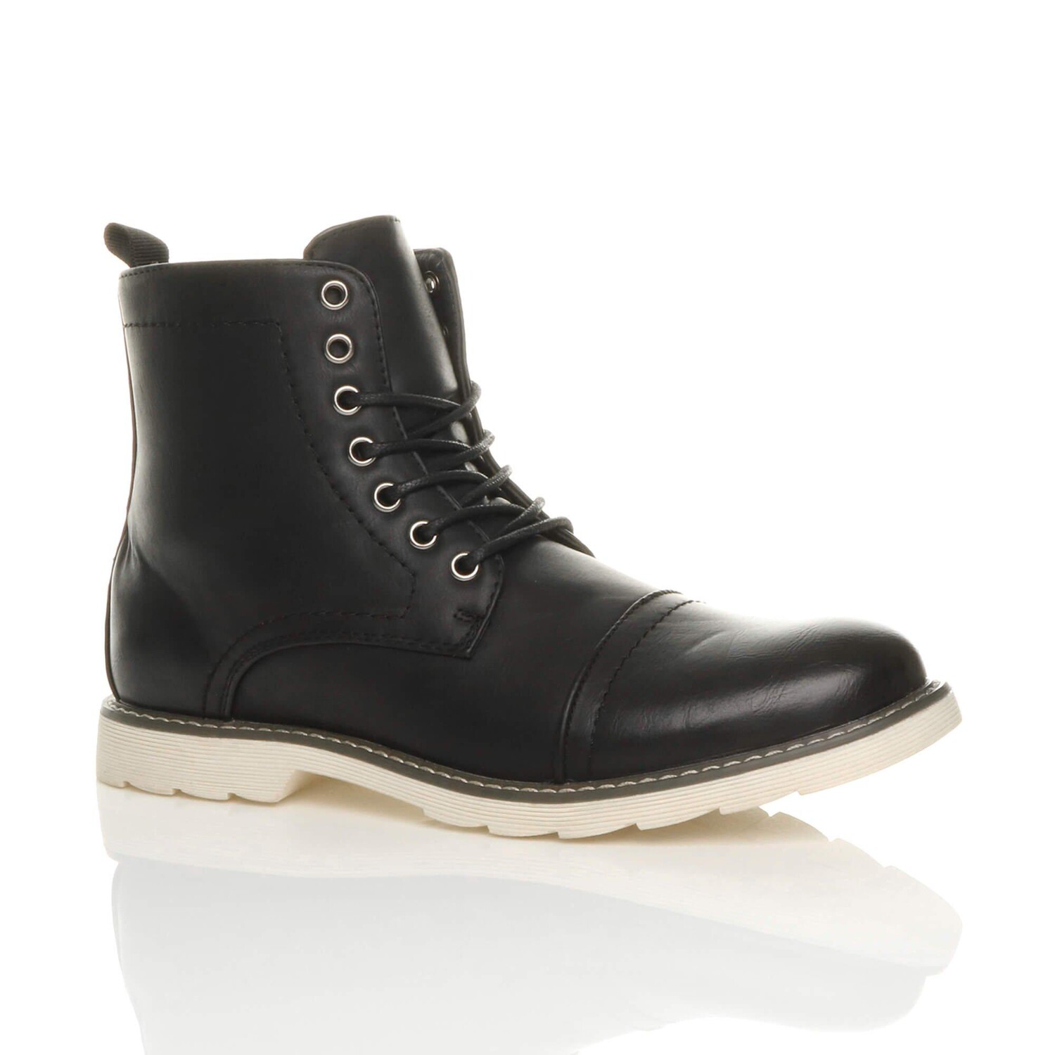 Ботильоны в стиле милитари на низком каблуке со шнуровкой AJVANI, черный 
Ботильоны в стиле милитари на низком каблуке со шнуровкой AJVANI, черный