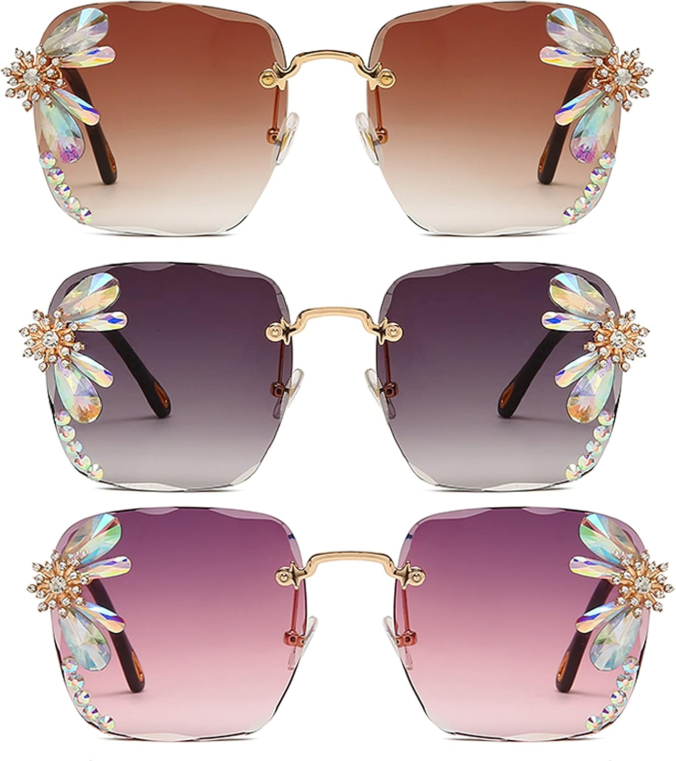 Винтажные солнцезащитные очки без оправы с квадратными линзами, украшенные стразами, в стиле ретро, роскошные солнцезащитные очки с бриллиантами, идеально подходящие для вечеринок mincl, 3pcs-brown&purple&gray
Винтажные солнцезащитные очки без оправы с квадратными линзами, украшенные стразами, в стиле ретро, роскошные солнцезащитные очки с бриллиантами, идеально подходящие для вечеринок mincl, 3pcs-brown&purple&gray
