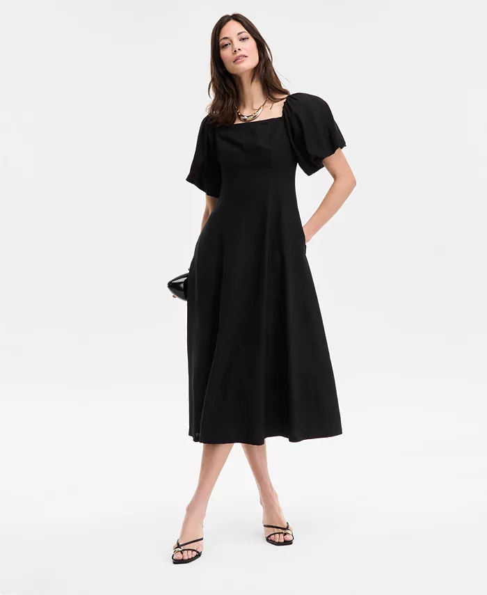 Женское миди-платье с пышными рукавами и съемными бретелями I.N.C. International Concepts, черный 
Женское миди-платье с пышными рукавами и съемными бретелями I.N.C. International Concepts, черный