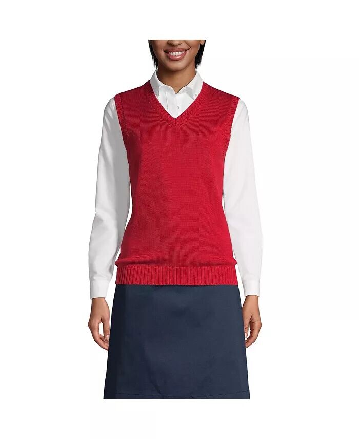 Женская школьная форма, хлопковый свитер из модала, жилет Lands' End, красный
Женская школьная форма, хлопковый свитер из модала, жилет Lands' End, красный