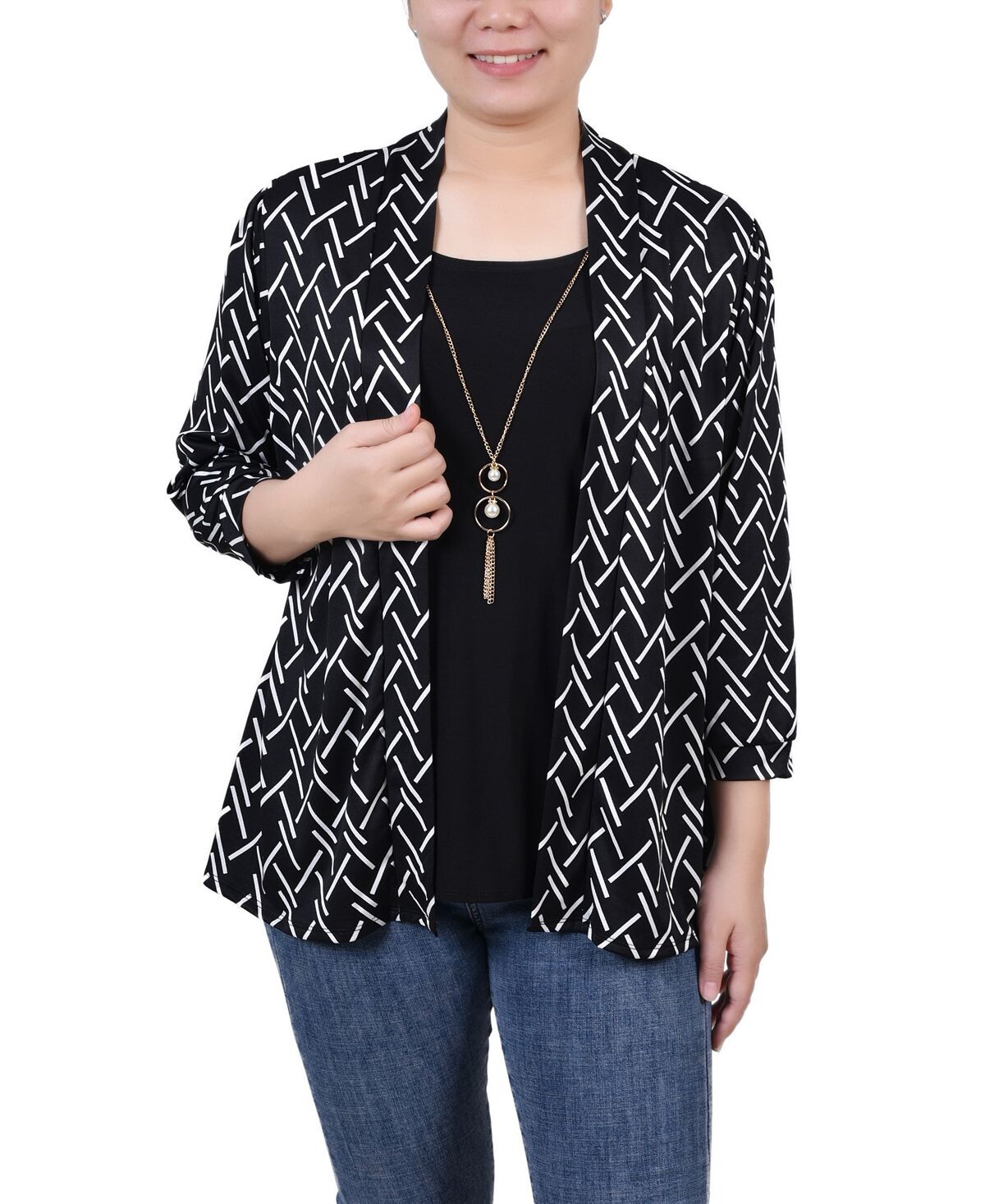 Миниатюрный топ с рукавами 3/4 и двумя принтами NY Collection
Миниатюрный топ с рукавами 3/4 и двумя принтами NY Collection