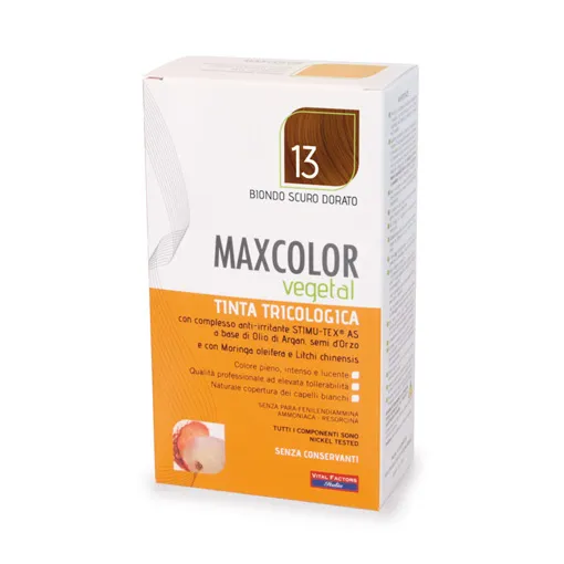 Краска для волос Max Color Vegetal 13 Dark Golden Blonde 140 мл Vital Factors
Краска для волос Max Color Vegetal 13 Dark Golden Blonde 140 мл Vital Factors