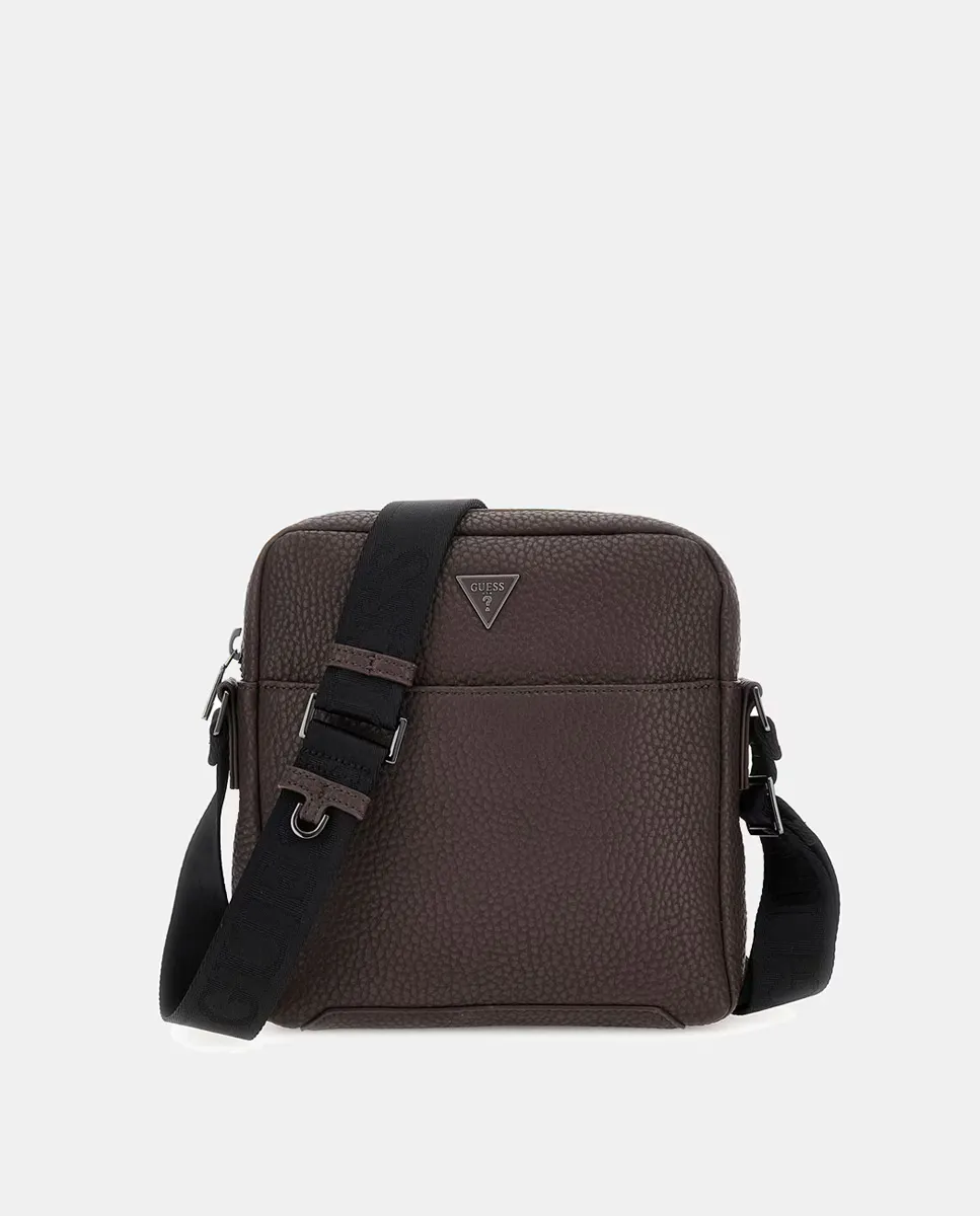 Мужская сумка через плечо с металлическим логотипом Guess, чёрный 
Мужская сумка через плечо с металлическим логотипом Guess, чёрный