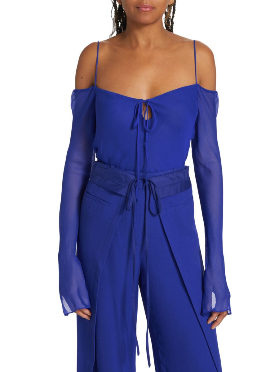 Шифоновая блузка с открытыми плечами Jason Wu Collection, цвет Klein Blue
Шифоновая блузка с открытыми плечами Jason Wu Collection, цвет Klein Blue