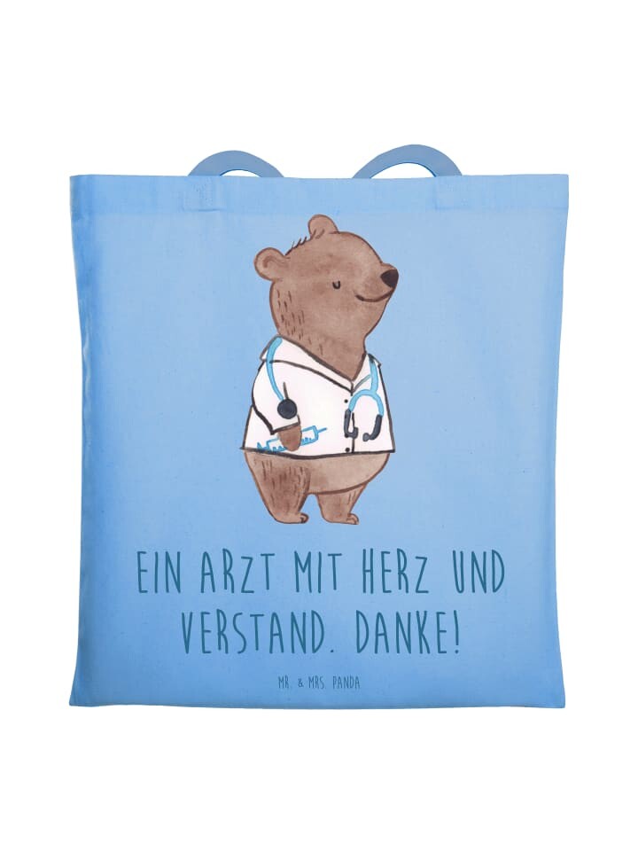 Сумка Mr. & Mrs. Panda Tragetasche Arzt mit Herz mit Spruch, небесно-синий 
Сумка Mr. & Mrs. Panda Tragetasche Arzt mit Herz mit Spruch, небесно-синий