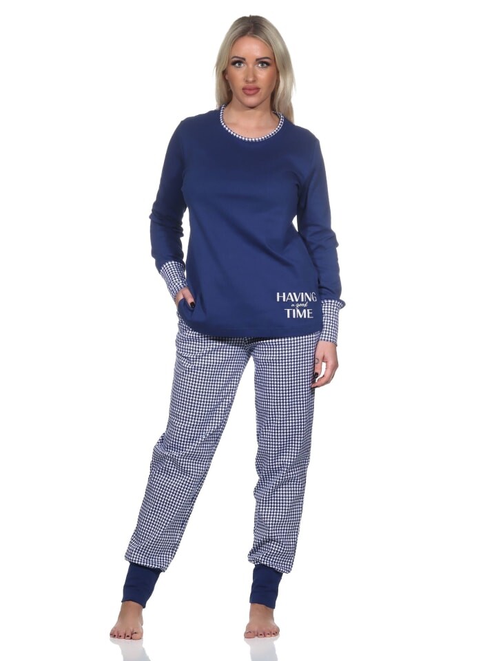 Пижама NORMANN Bündchen Kuschel interlock, синий 
Пижама NORMANN Bündchen Kuschel interlock, синий