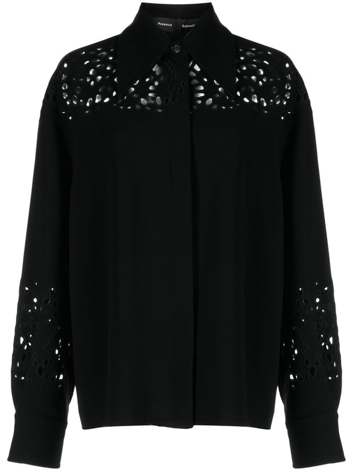 Proenza Schouler креповая рубашка с английской вышивкой, черный
Proenza Schouler креповая рубашка с английской вышивкой, черный