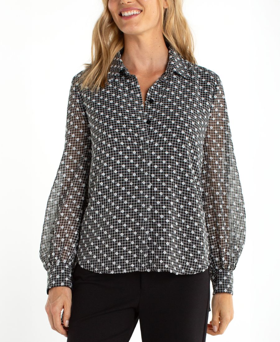 Женская блузка с длинными рукавами и воротником Liverpool Los Angeles, Black/White Plaid
Женская блузка с длинными рукавами и воротником Liverpool Los Angeles, Black/White Plaid