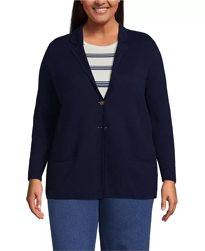 Большой размер, тонкий хлопковый блейзер с пуговицами спереди Lands' End, синий
Большой размер, тонкий хлопковый блейзер с пуговицами спереди Lands' End, синий