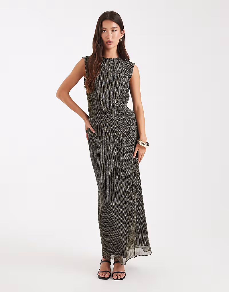 Юбка мидакси с металлическим плиссе, золотистого цвета French Connection
Юбка мидакси с металлическим плиссе, золотистого цвета French Connection