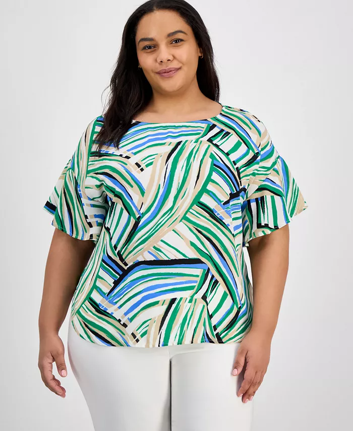 Блузка с принтом и расклешенными рукавами Plus Size Anne Klein, белый
Блузка с принтом и расклешенными рукавами Plus Size Anne Klein, белый