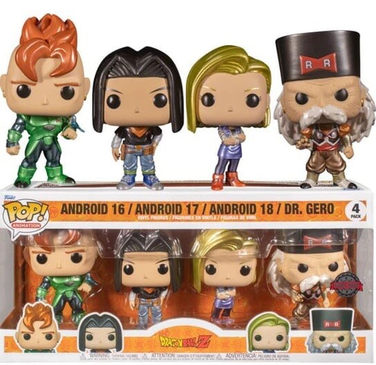Funko POP! Аниме, коллекционная фигурка, Dragon Ball Z, Android 16,17 и 18, Dr. Геро, 4 упаковки 
Funko POP! Аниме, коллекционная фигурка, Dragon Ball Z, Android 16,17 и 18, Dr. Геро, 4 упаковки