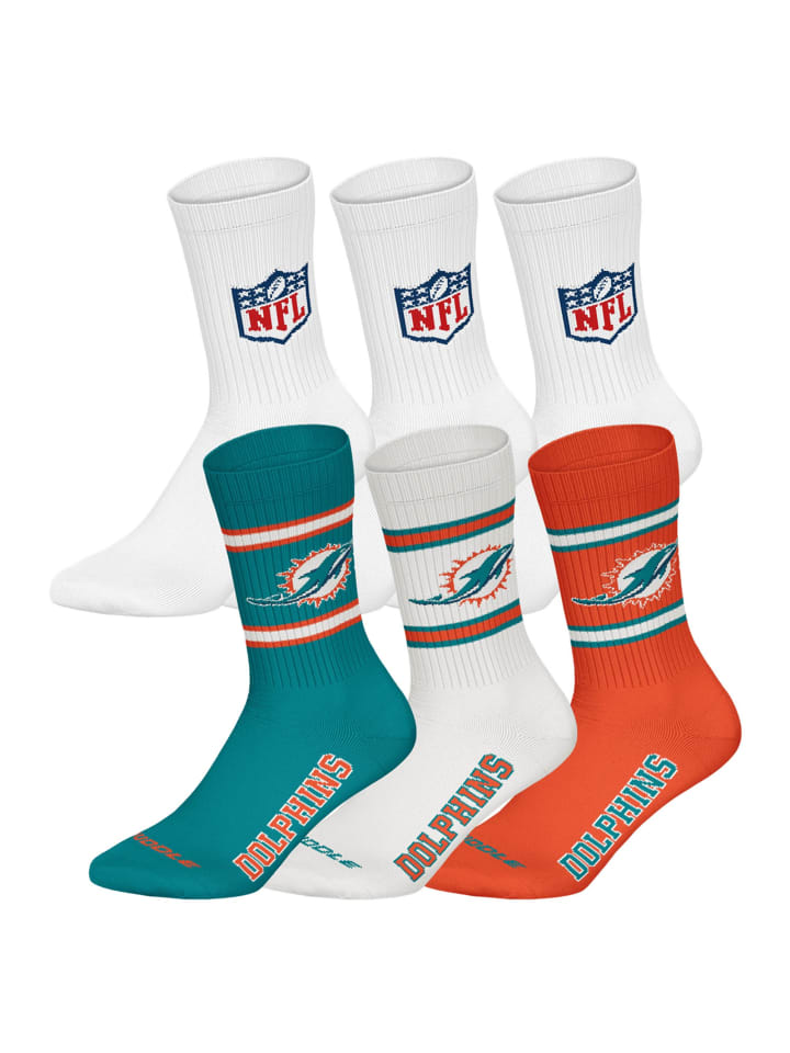 NFL Набор из 6 носков цвета «Майами Долфинс»/белый
NFL Набор из 6 носков цвета «Майами Долфинс»/белый
