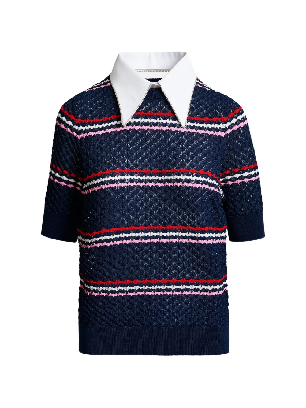 Вязаный топ в полоску с воротником, украшенным стразами Essentiel Antwerp, синий
Вязаный топ в полоску с воротником, украшенным стразами Essentiel Antwerp, синий