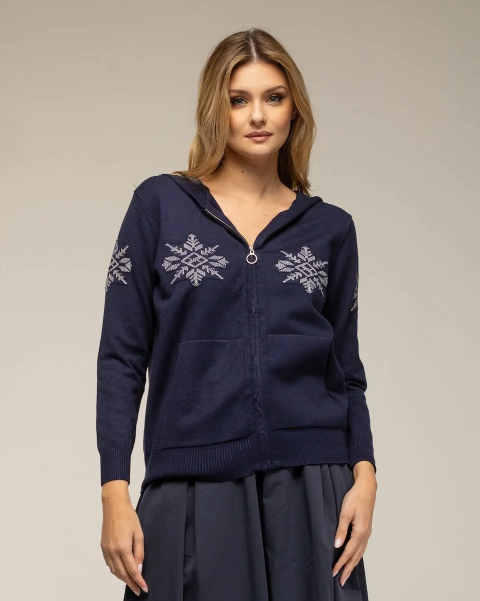 Женская вязаная кофта с капюшоном-снежинкой Tantra, тёмно-синий
Женская вязаная кофта с капюшоном-снежинкой Tantra, тёмно-синий