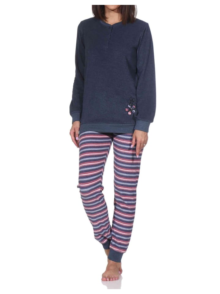 NORMANN Пижама из махровой ткани, с длинными рукавами и манжетами, в полоску, синего цвета
NORMANN Пижама из махровой ткани, с длинными рукавами и манжетами, в полоску, синего цвета