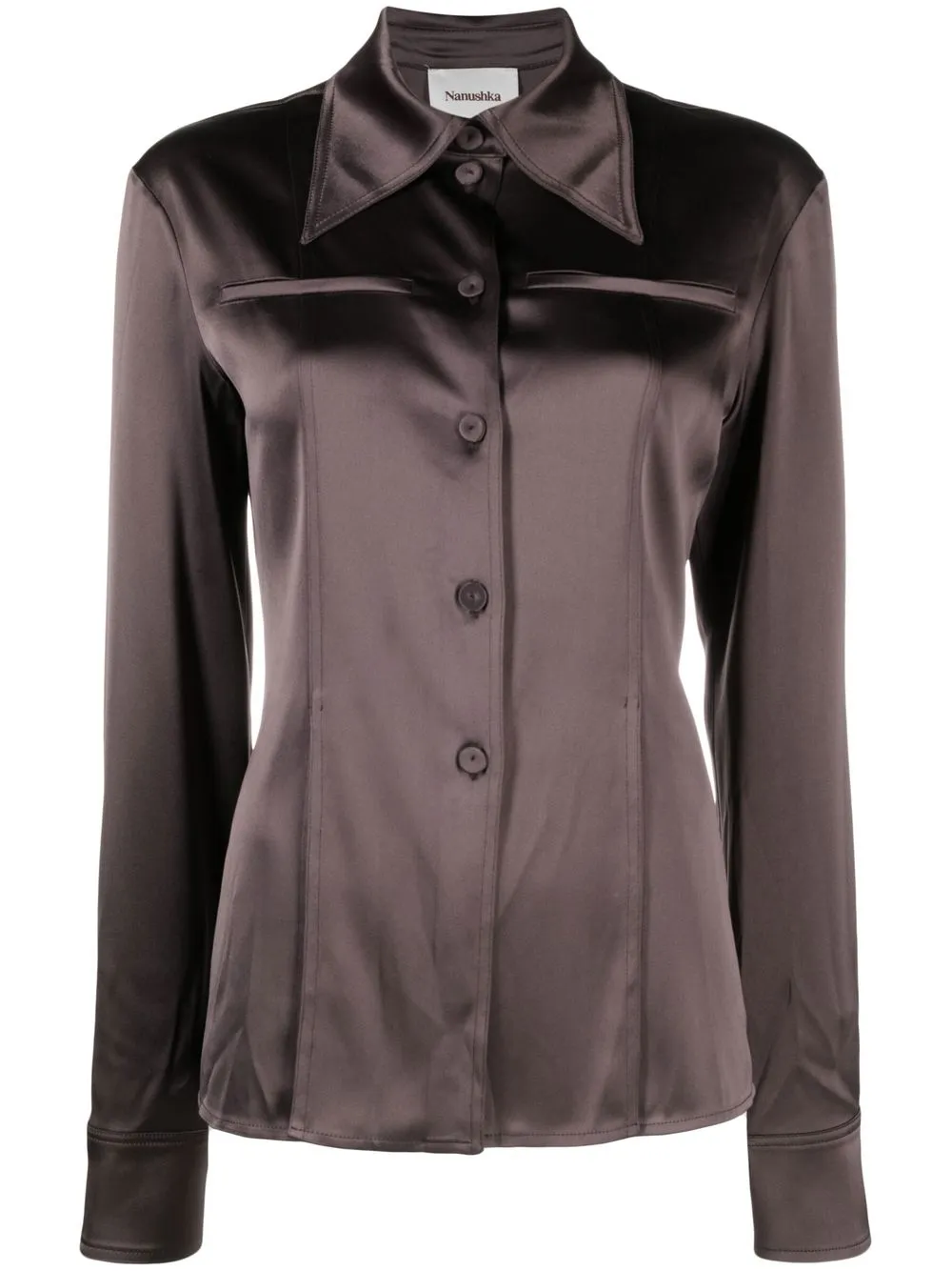 Рубашка с объемным воротником Nanushka, коричневый
Рубашка с объемным воротником Nanushka, коричневый