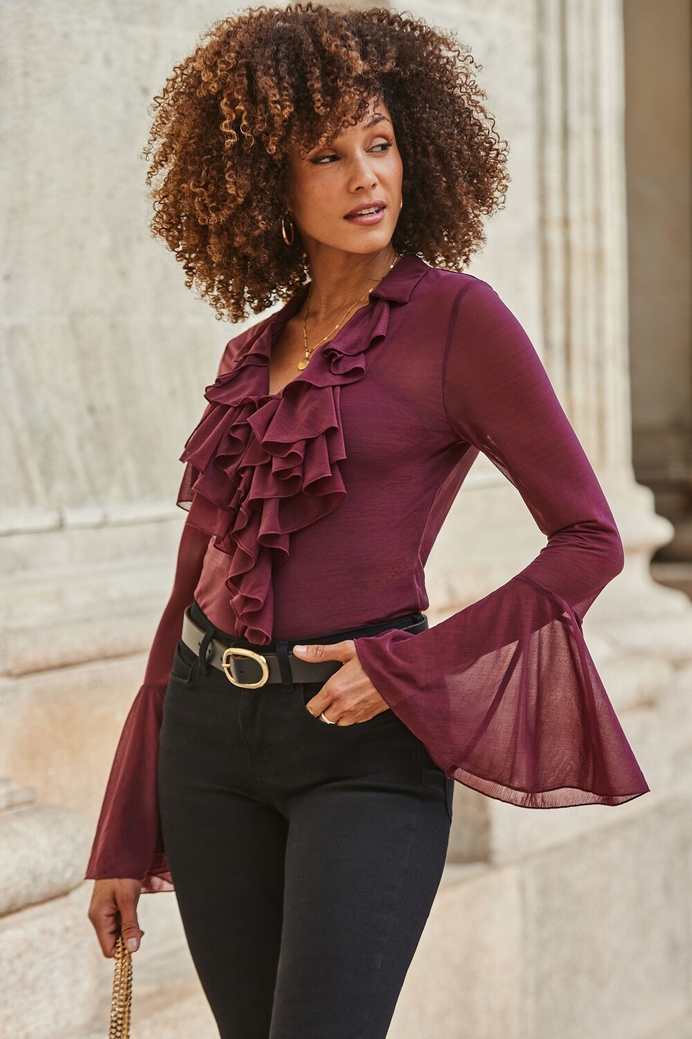 Блузка с оборкой спереди Sosandar, красный
Блузка с оборкой спереди Sosandar, красный