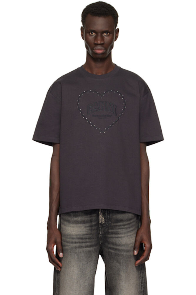 Черная футболка с заниженными плечами и принтом в виде сердца из плотного хлопка GANNI
Черная футболка с заниженными плечами и принтом в виде сердца из плотного хлопка GANNI