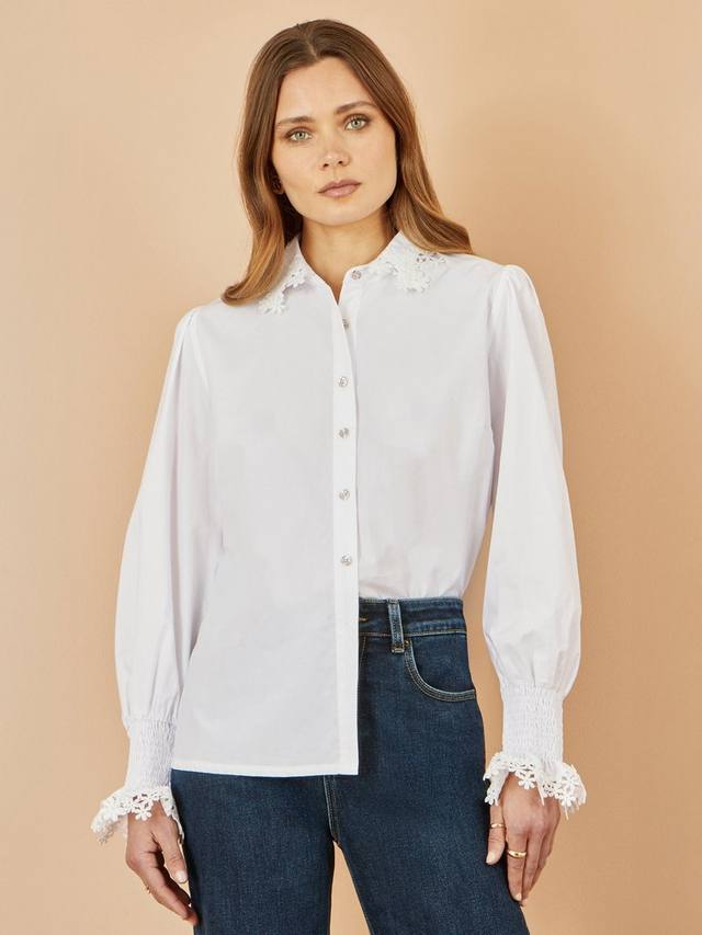 Рубашка с длинными рукавами и кружевной отделкой Yumi, White
Рубашка с длинными рукавами и кружевной отделкой Yumi, White
